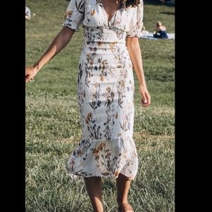 Reformation dress in the Frolic print